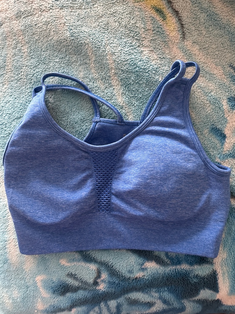 BuffBunny Blue Seamless Strappy Sports Bra